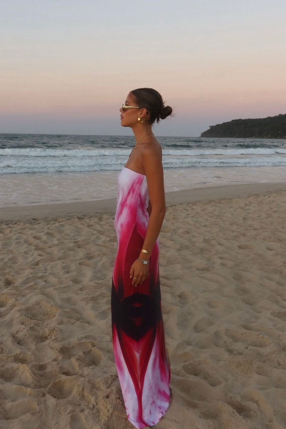 With Harper Lu Mosaic Strapless Dress