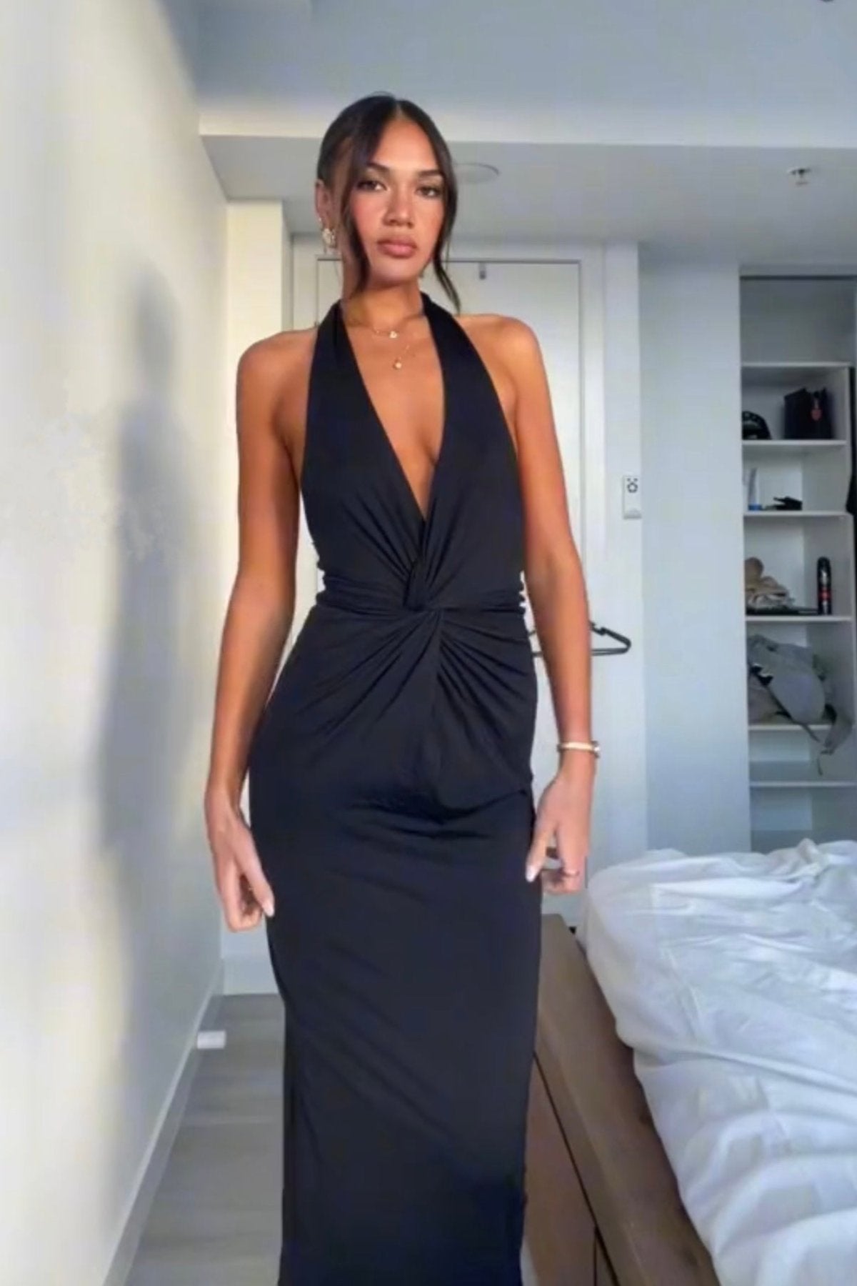 Meshki Osana Halter Midi Dress Rent To Dress NZ Meshki Osana Halter Midi Dress Rent To Dress NZ