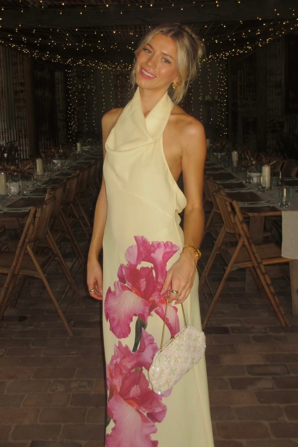 With Harper Lu Cowl Slip Dress (Iris Floral)