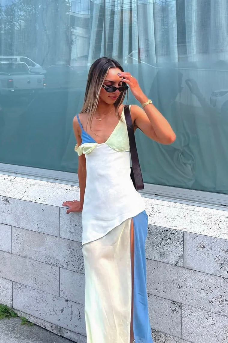 Sir The Label Thames Spliced Midi Dress (Ecru)