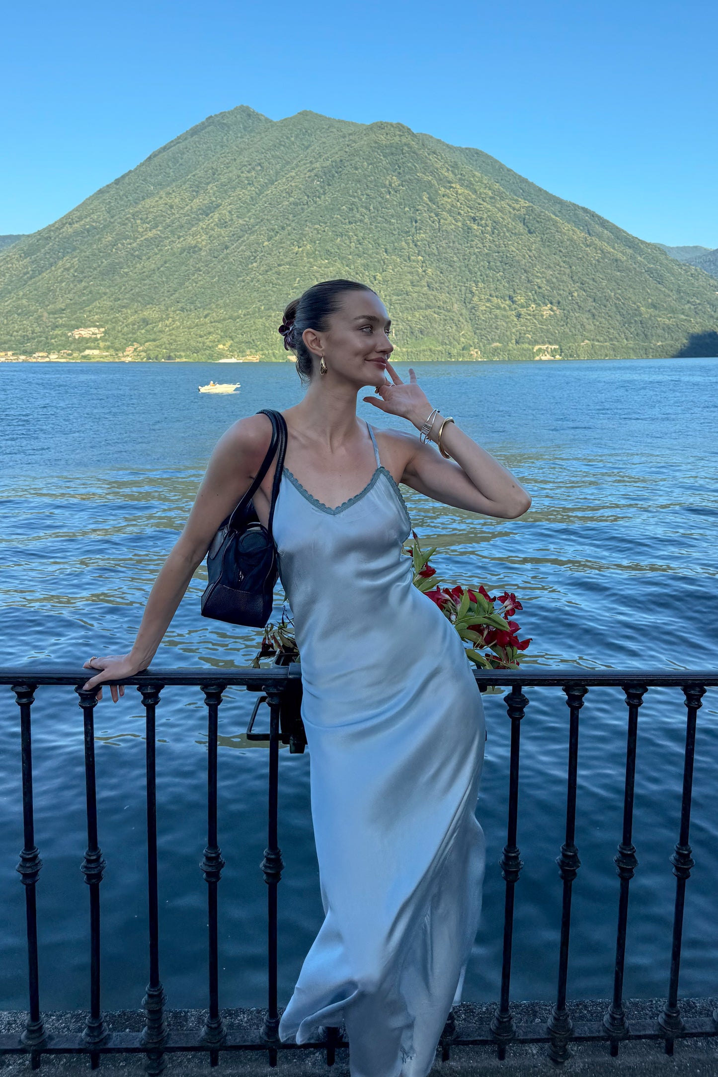 Dote Silk Maxi Dress (Sky Blue)