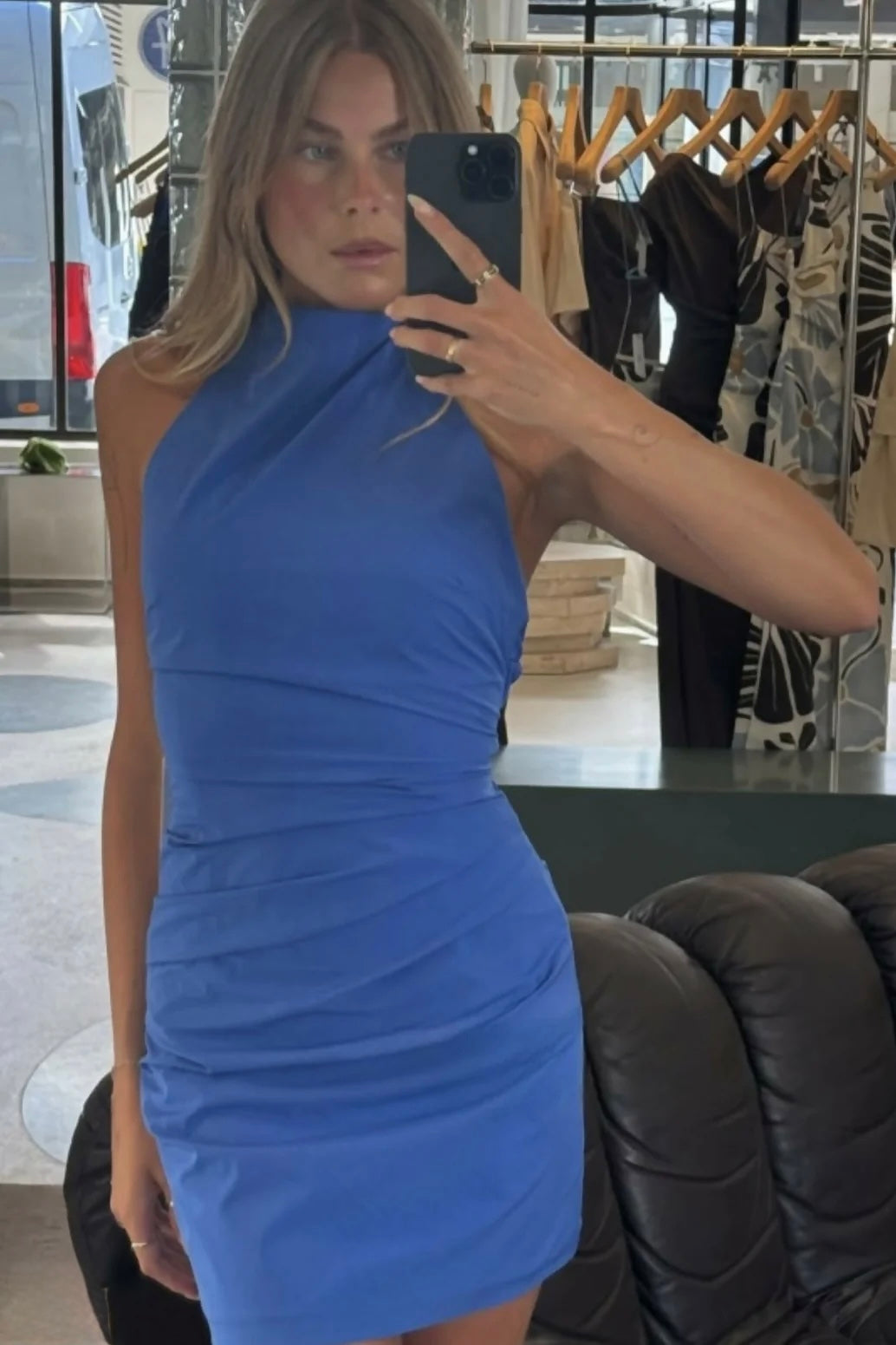 Sir The Label Sol Halter Mini Dress (Cobalt)