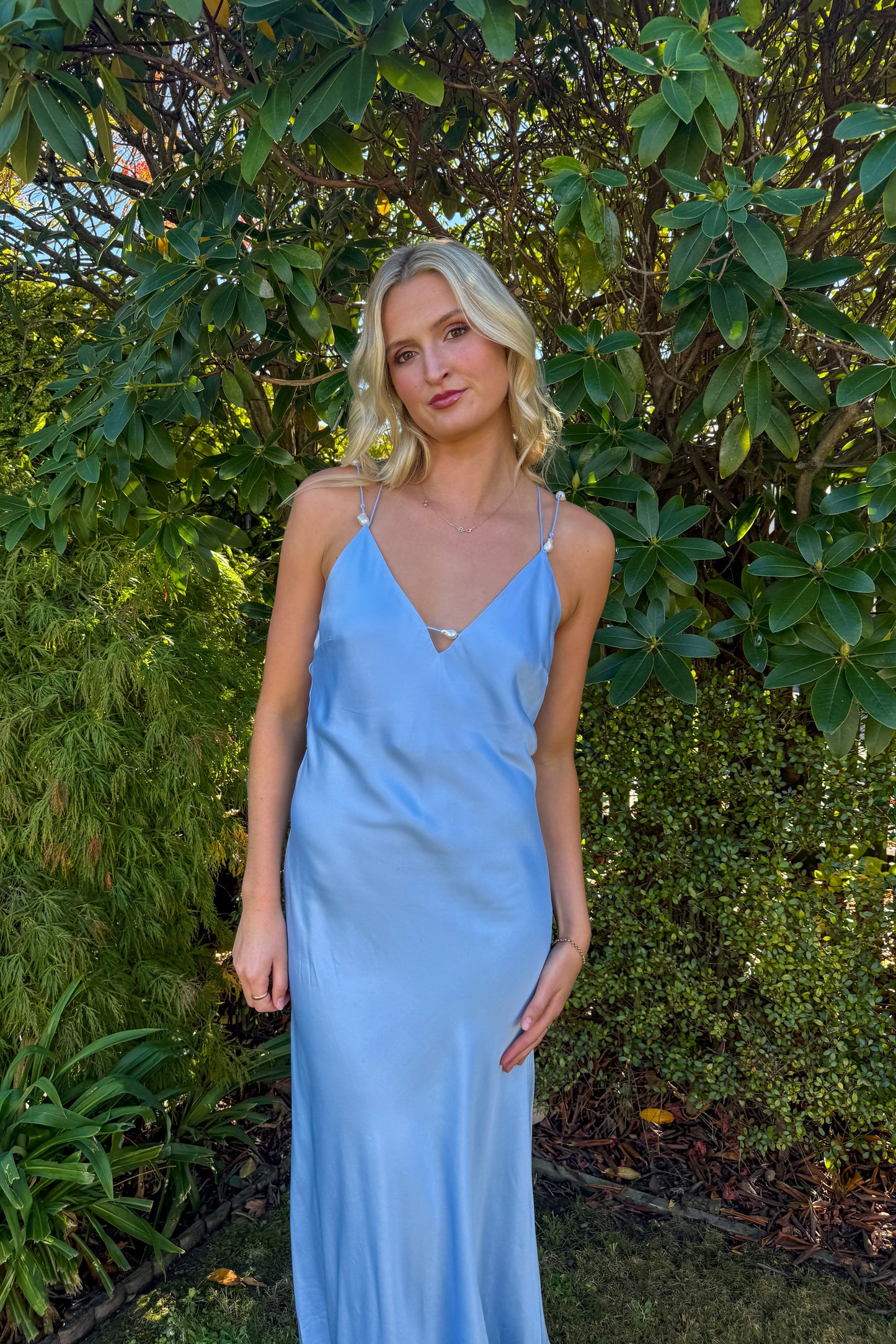 Aje Agate Crossback Dress (Cornflower Blue)