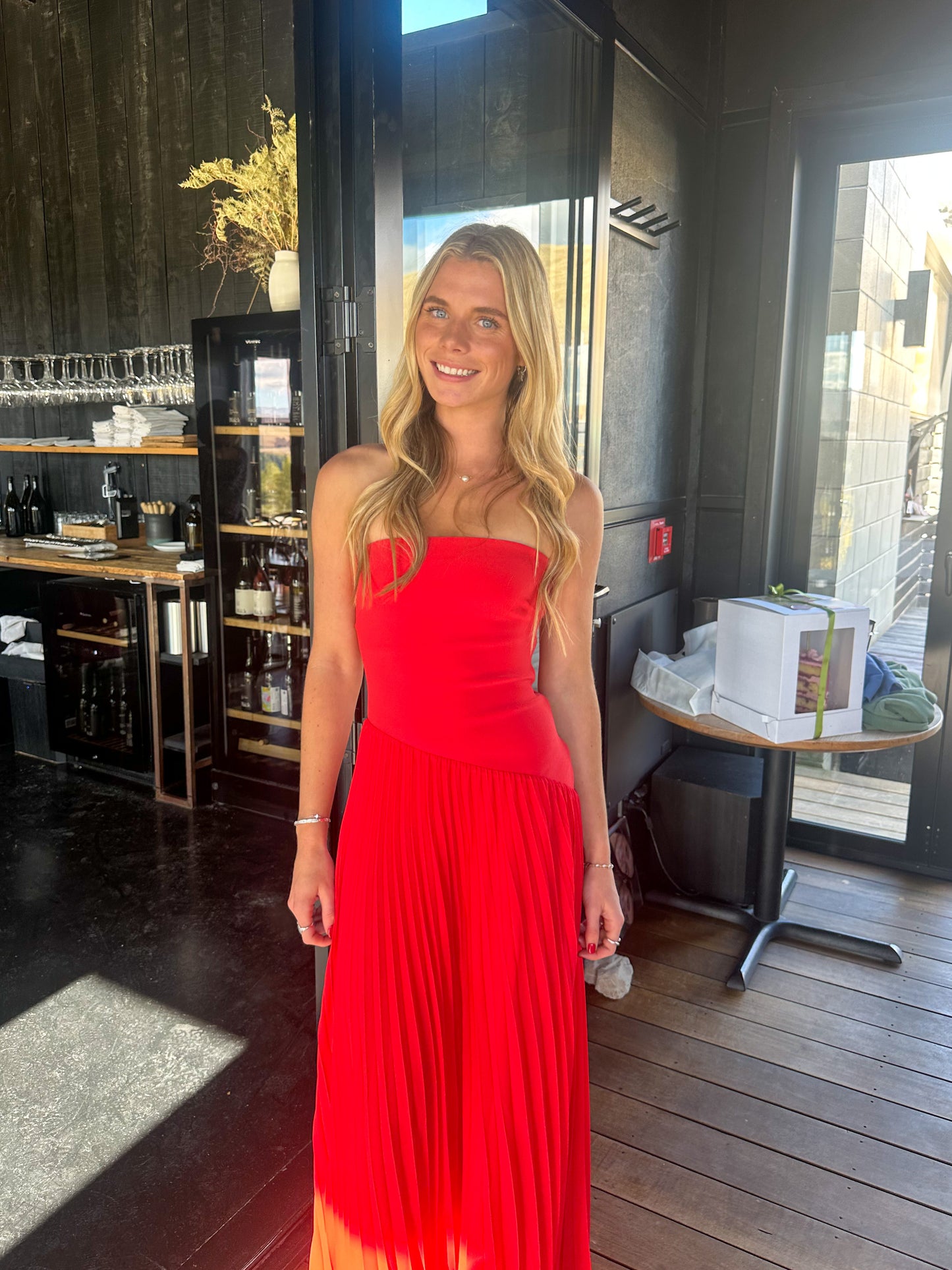 Capri Strapless Pleated Dress