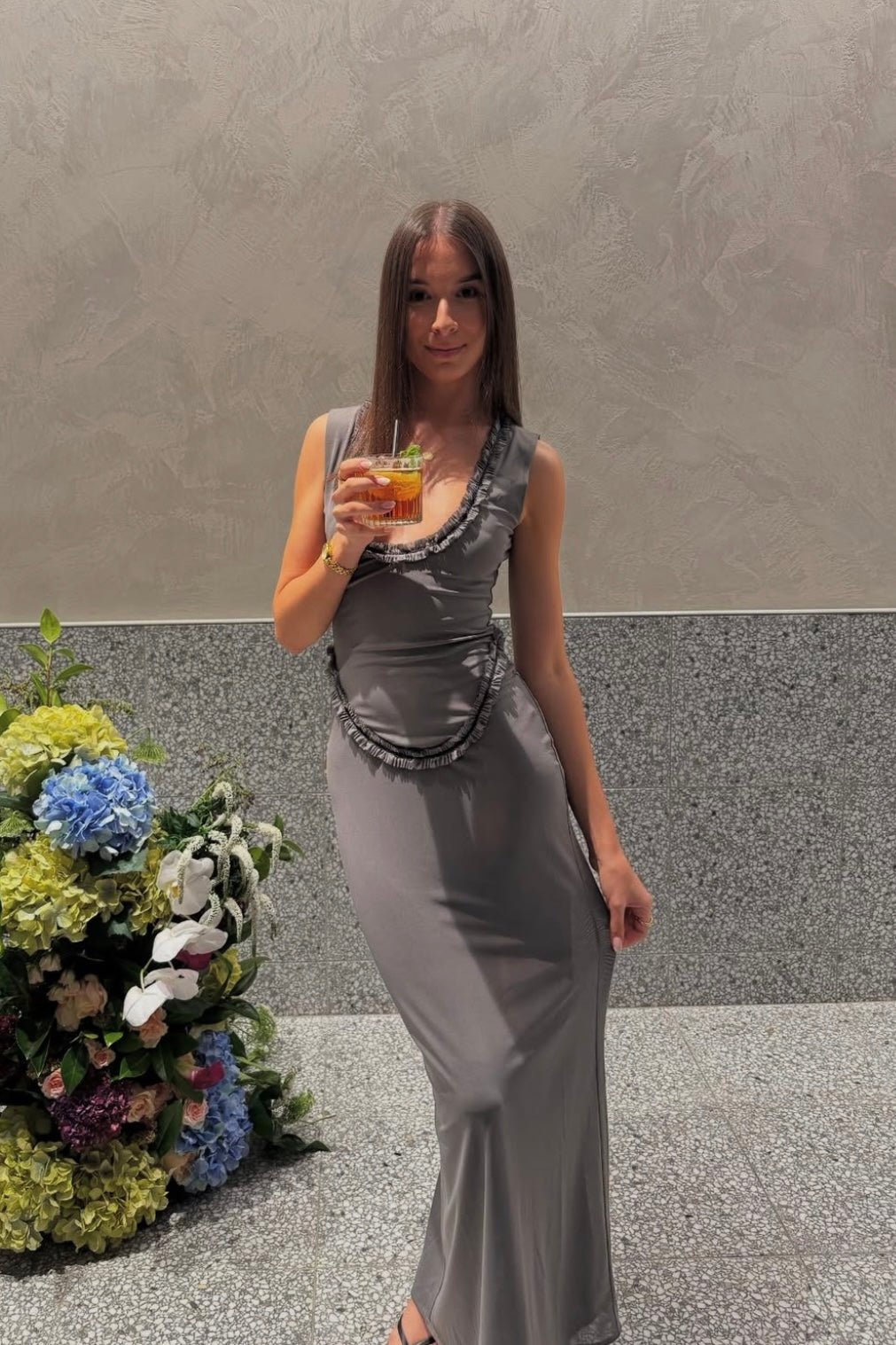 Amelie Teje Miro Maxi Dress (Charcoal)