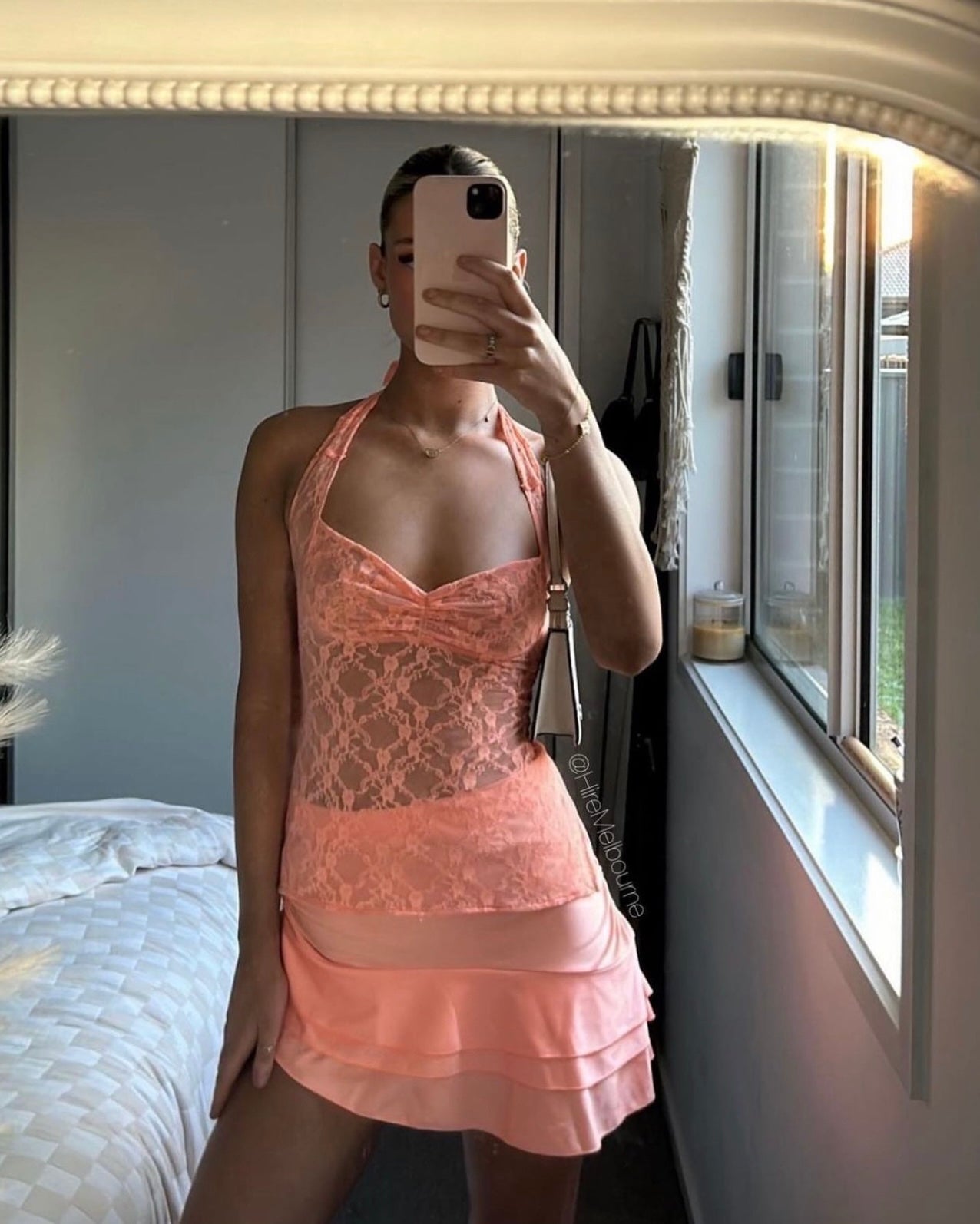 Mr Winston Lace Halter Top (Peach)