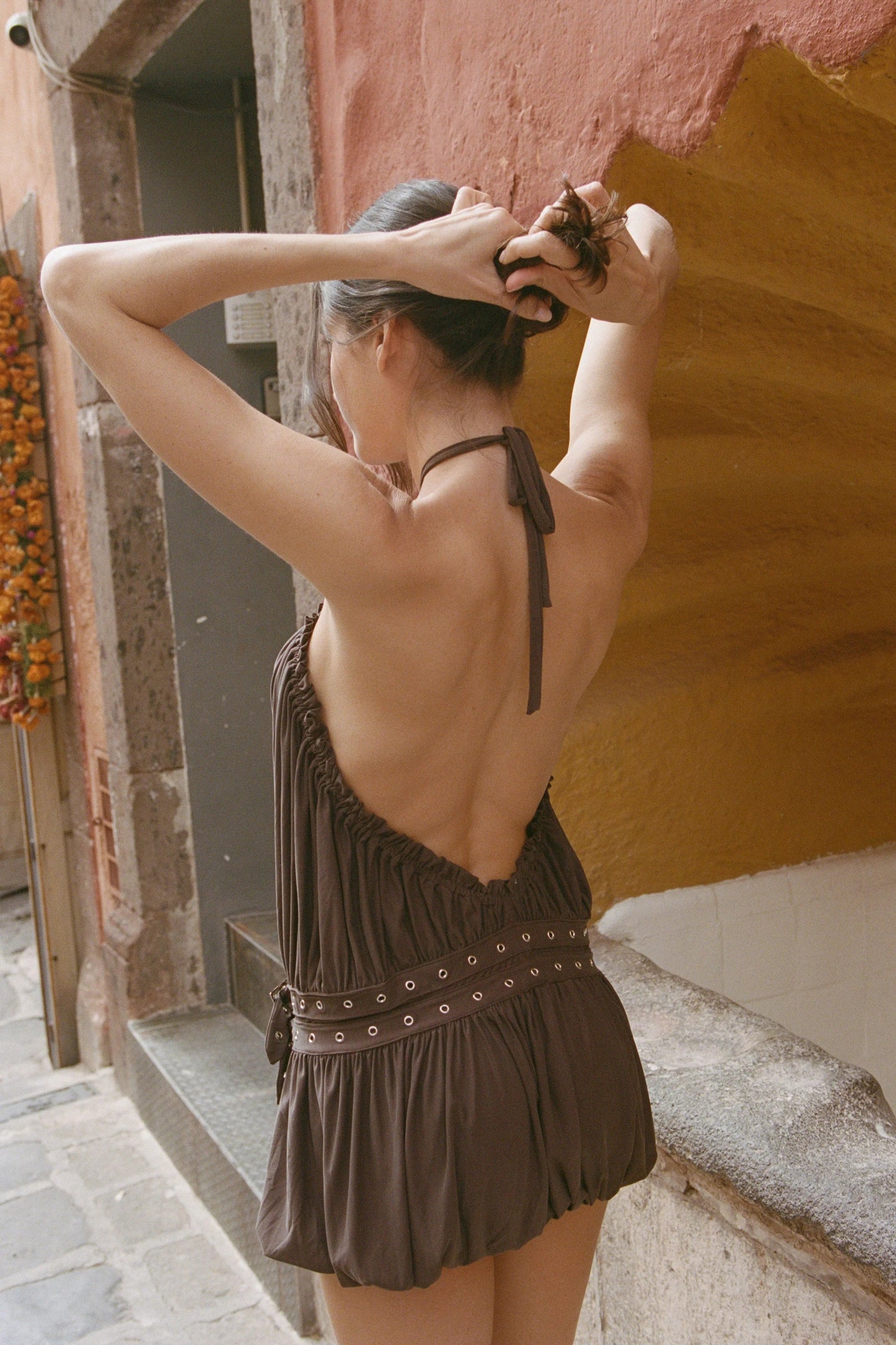 With Jean Magnol Dress (Chocolate)