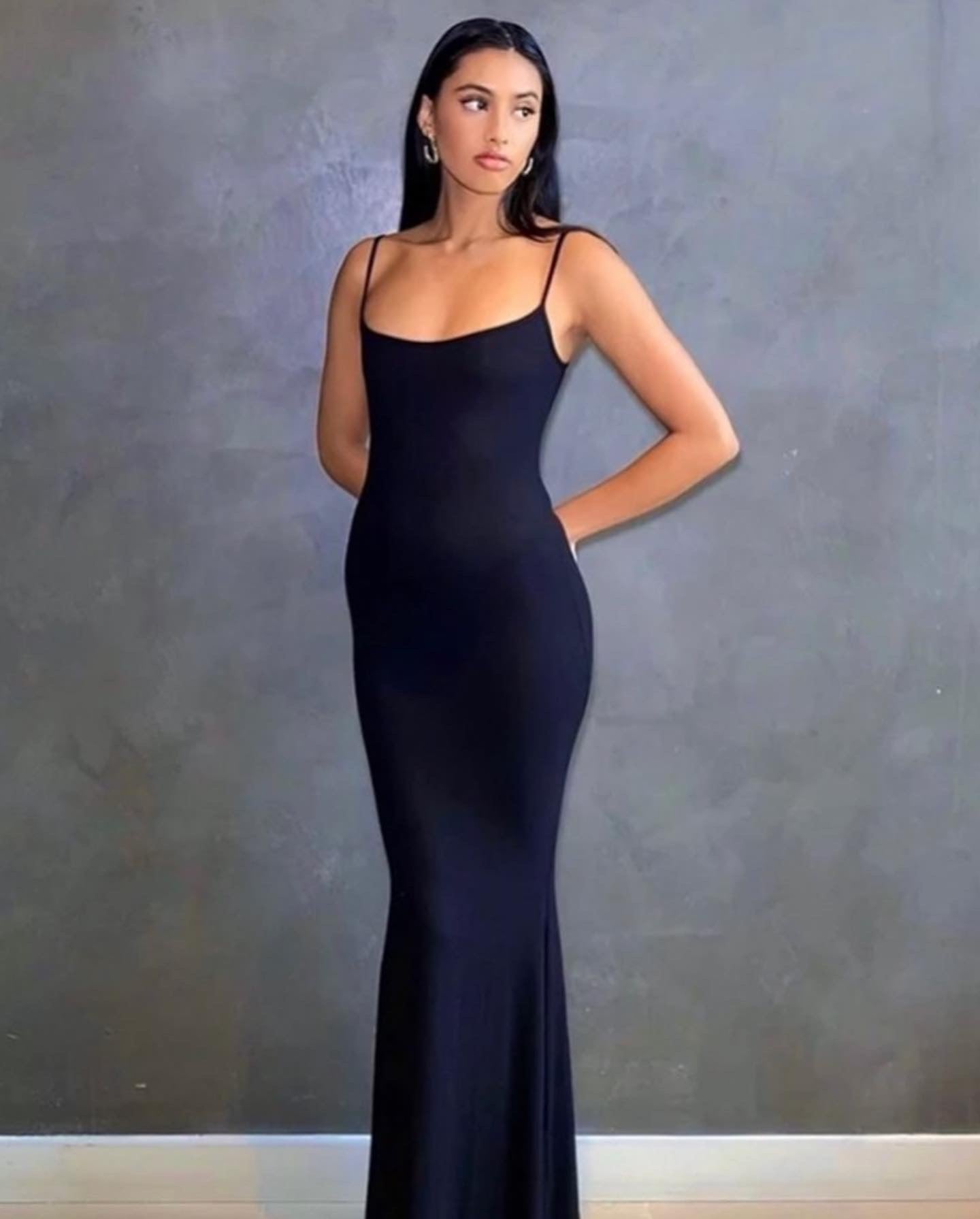Skims Soft Lounge Long Slip Dress (Onyx Black)