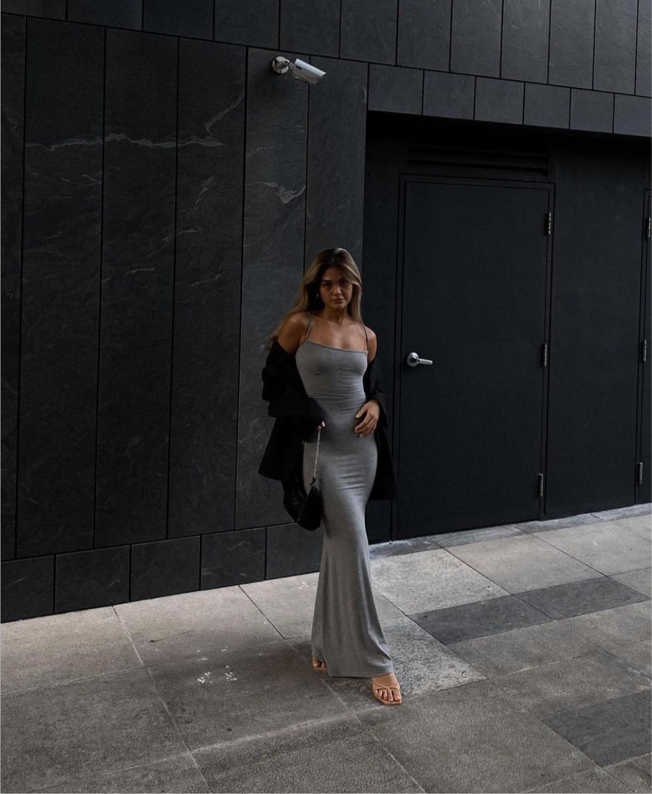 Skims Soft Lounge Long Slip Dress (Heather Grey)