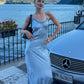 Dote Silk Maxi Dress (Sky Blue)