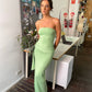 Odysseus & Penelope Draped Strapless Bamboo Dress (Green)