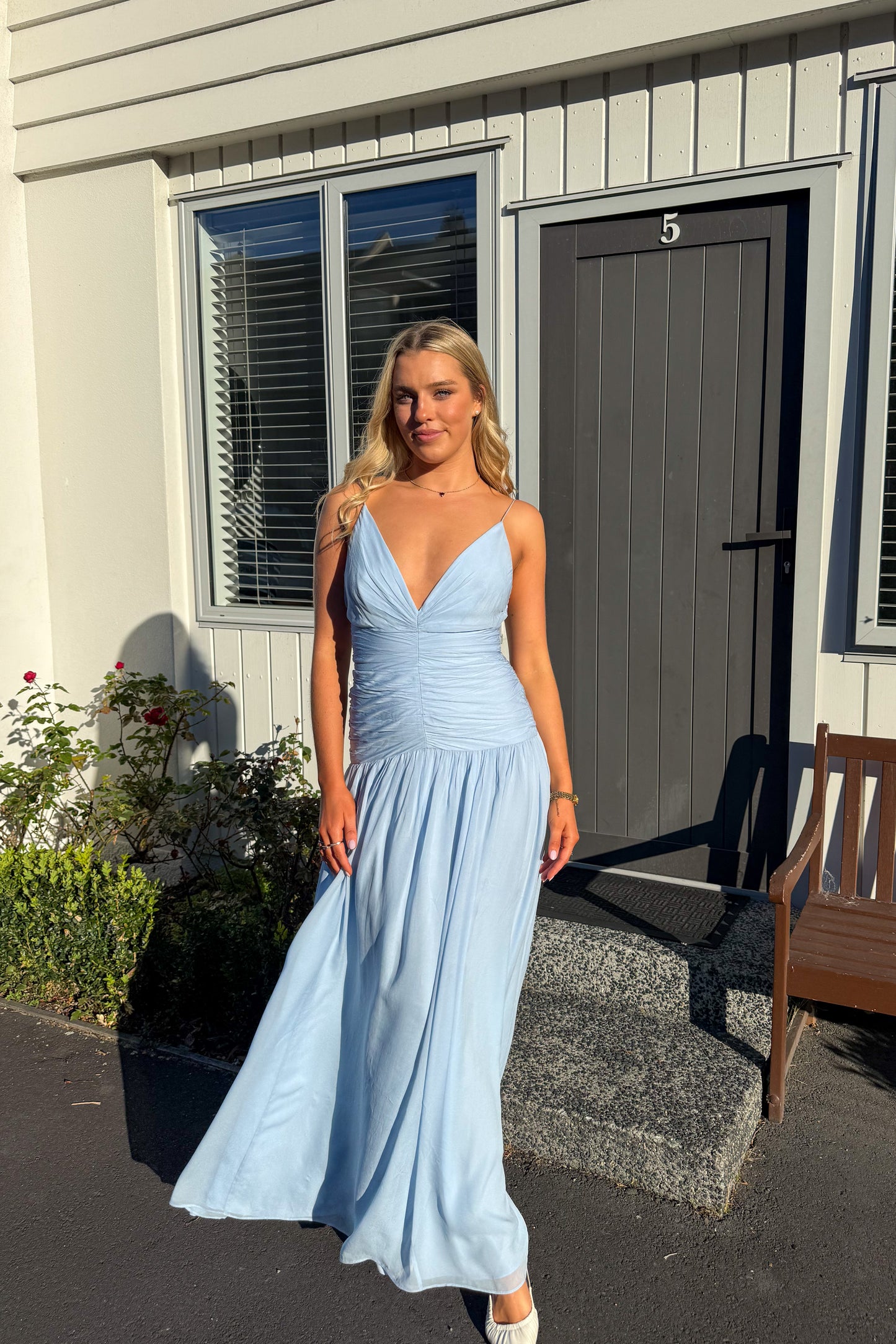Shona Joy Juno Gathered Bodice Maxi Dress (Blue)