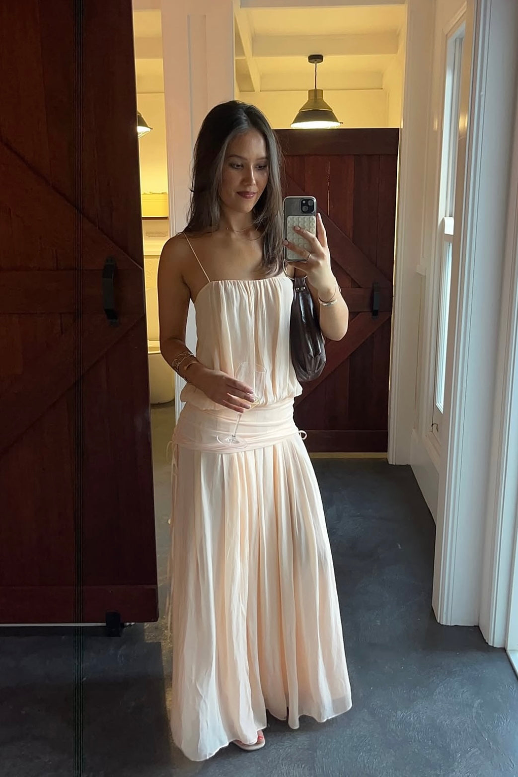 Bec and Bridge Camille Blouson Dress (Peach)