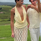 Venroy Deep Cowl Silk Halter Top