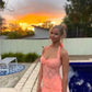 Mr Winston Lace Halter Top (Peach)
