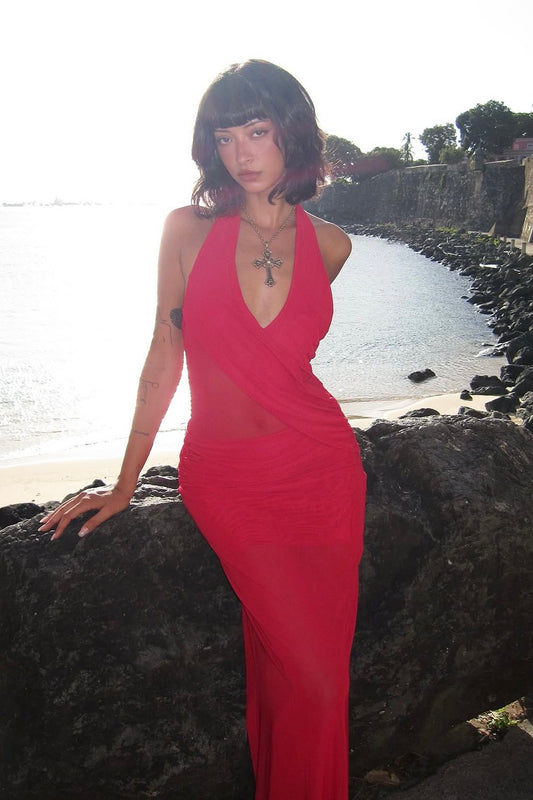 Bec and Bridge Deija Halter Maxi (Strawberry)