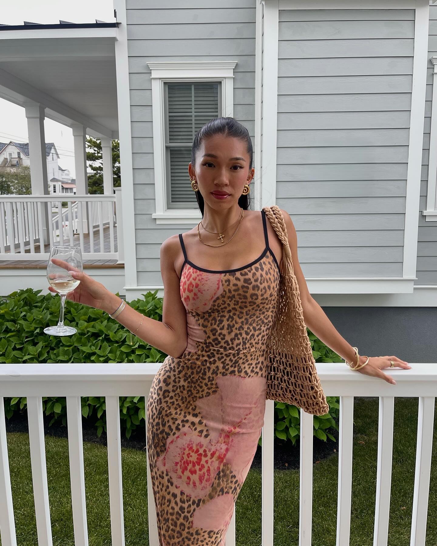 With Harper Lu Mesh Leopard Dress