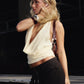 Venroy Deep Cowl Silk Halter Top