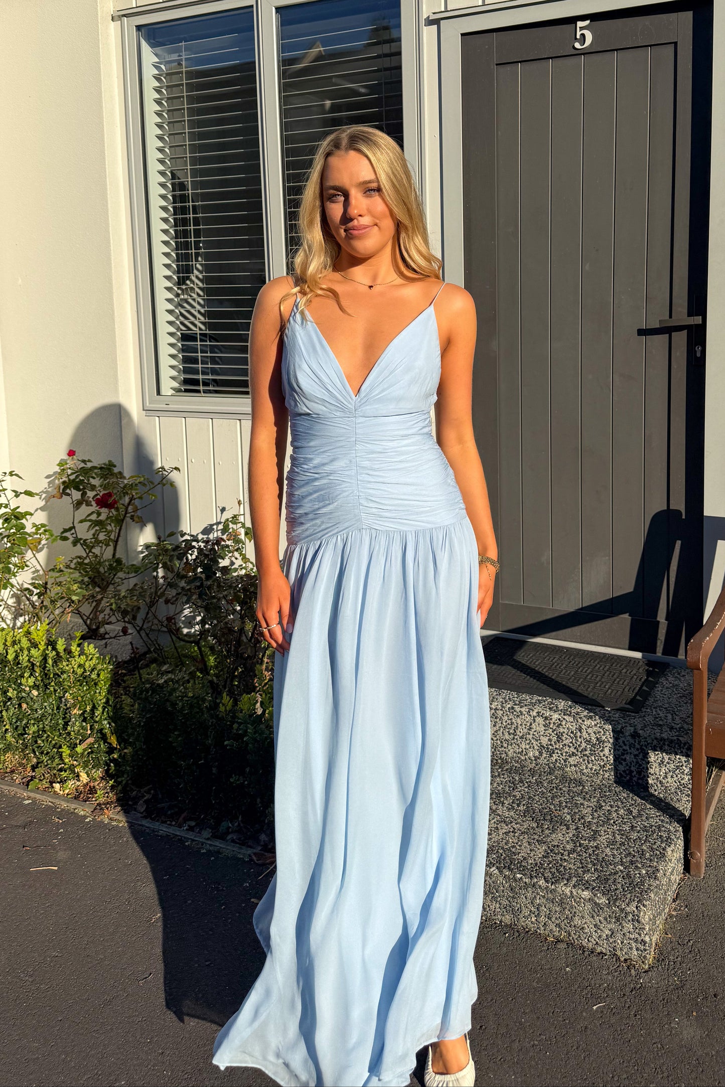 Shona Joy Juno Gathered Bodice Maxi Dress (Blue)