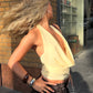 Venroy Deep Cowl Silk Halter Top