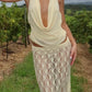 Venroy Deep Cowl Silk Halter Top