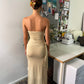 Odysseus & Penelope Draped Strapless Bamboo Dress (Beige)