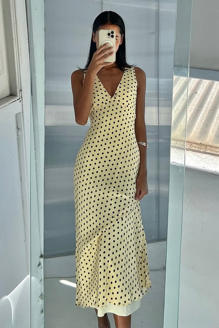 OWNLEY TILLY JERSEY MIDI DRESS - PINOT POLKA
