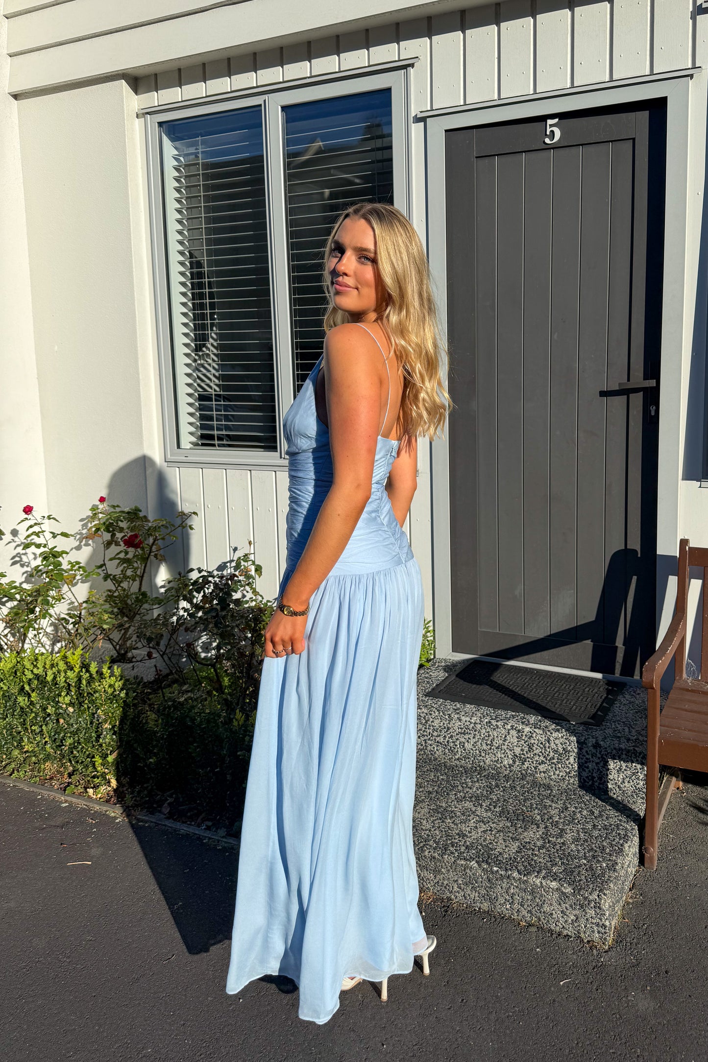Shona Joy Juno Gathered Bodice Maxi Dress (Blue)