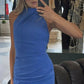Sir The Label Sol Halter Mini Dress (Cobalt)