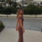 Meshki Kinsley Slinky Maxi Dress (Chocolate)