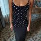 With Harper Lu Black Polka Slip Dress