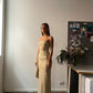 Odysseus & Penelope Draped Strapless Bamboo Dress (Beige)