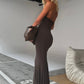 Norma Kamali Halter Fishtail Gown (Chocolate)