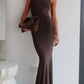 Norma Kamali Halter Fishtail Gown (Chocolate)