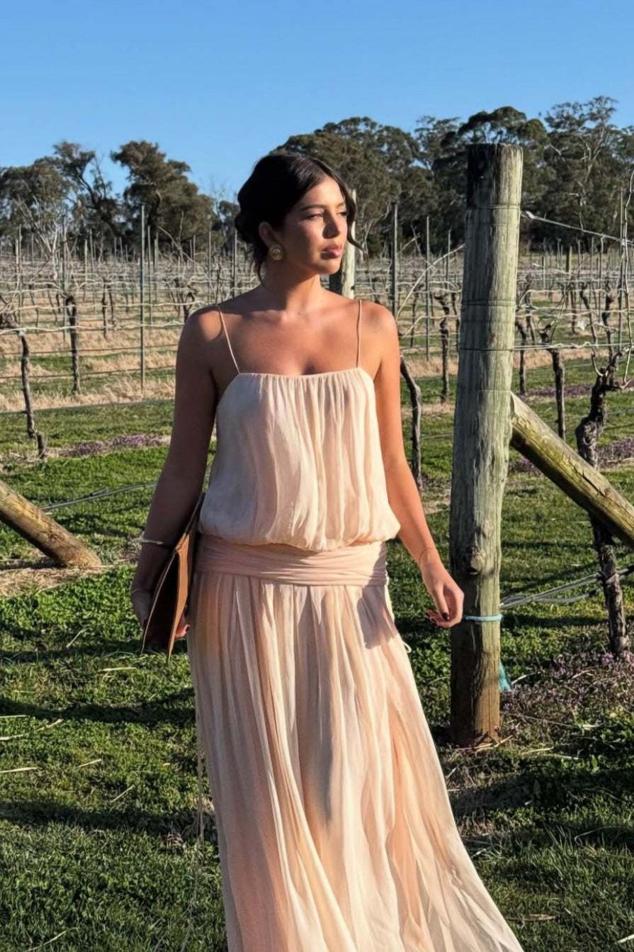 Bec and Bridge Camille Blouson Dress (Peach)