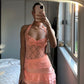 Mr Winston Lace Halter Top (Peach)