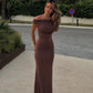 Meshki Kinsley Slinky Maxi Dress (Chocolate)