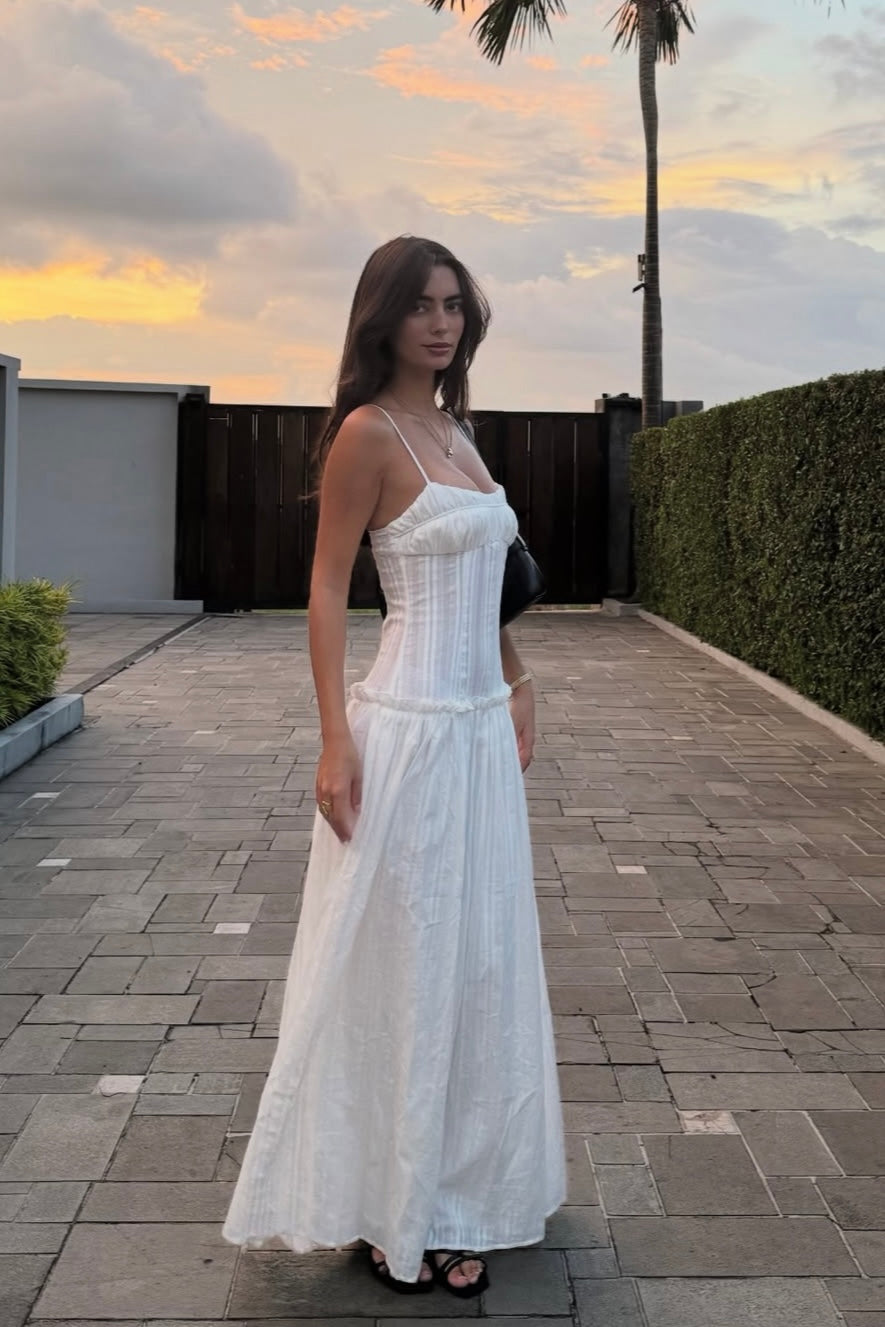 Jacinda Drop Waist Maxi (White)