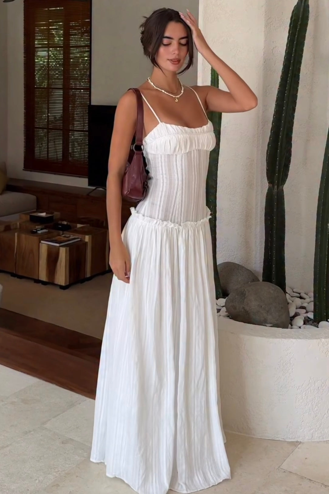 Jacinda Drop Waist Maxi (White)