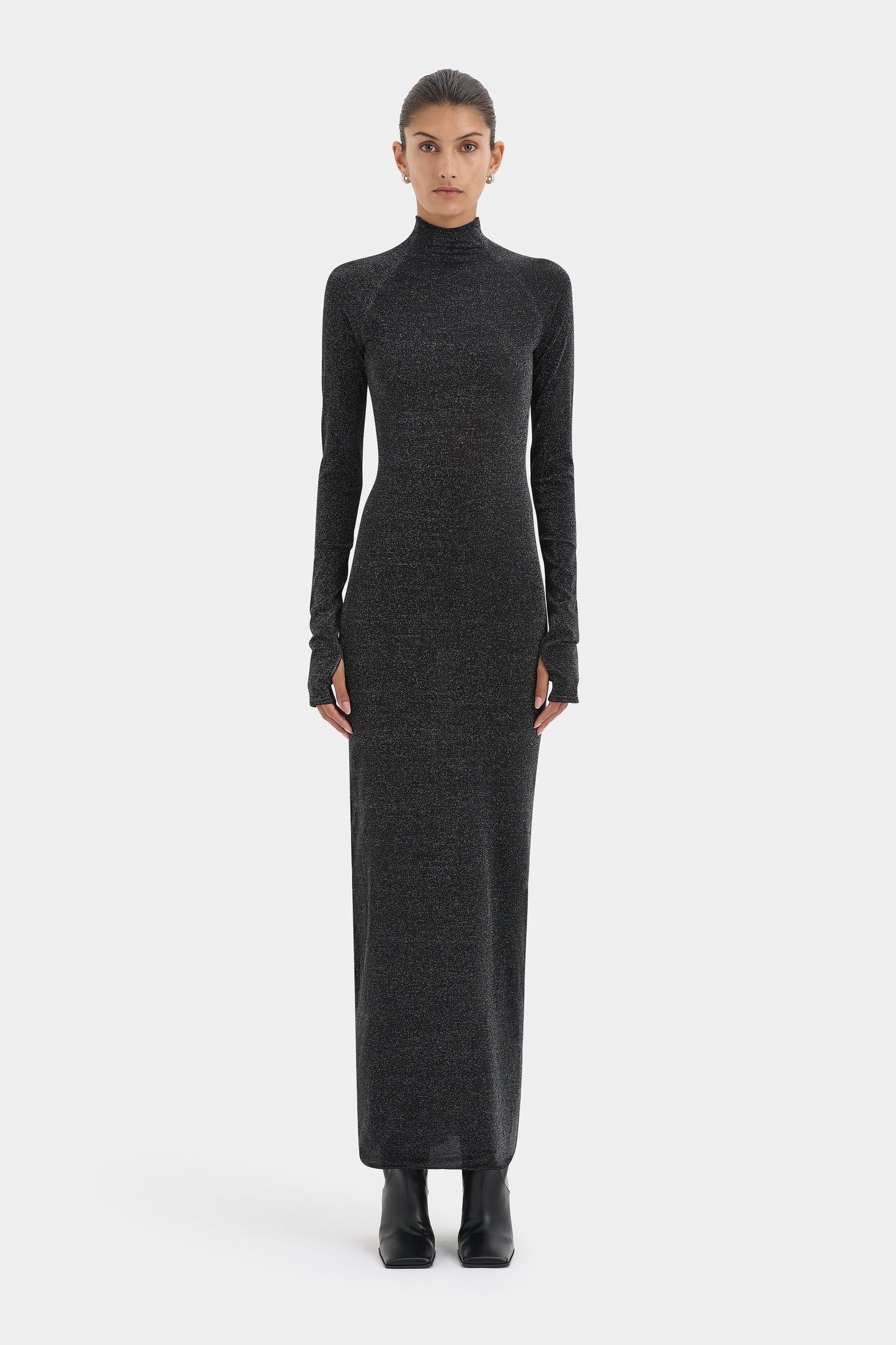 Sir The Label Chiano Metallic Knit Long Sleeve Dress