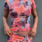 Miaou Neon Peach Floral Mesh Set