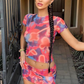 Miaou Neon Peach Floral Mesh Set